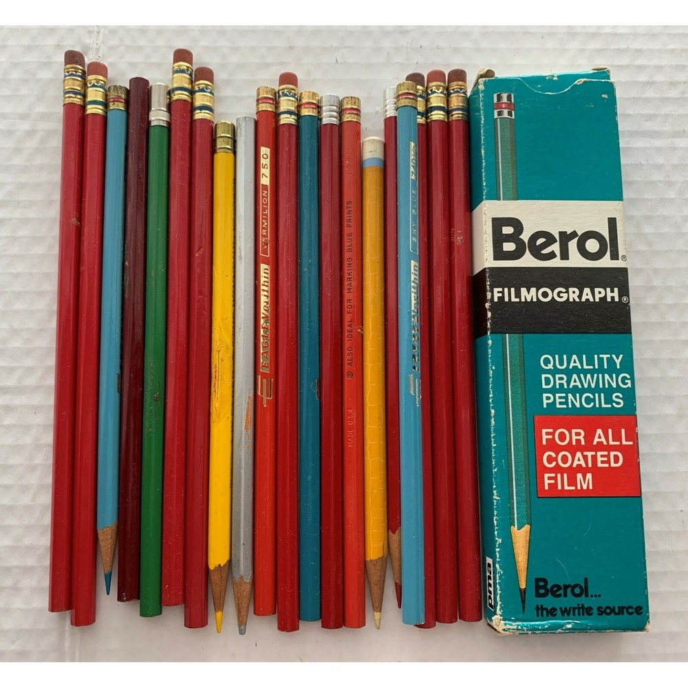 Vtg Art Pencils LOT of 31 Most Unused Venus Crimson Berol Faber Eagle Verithin